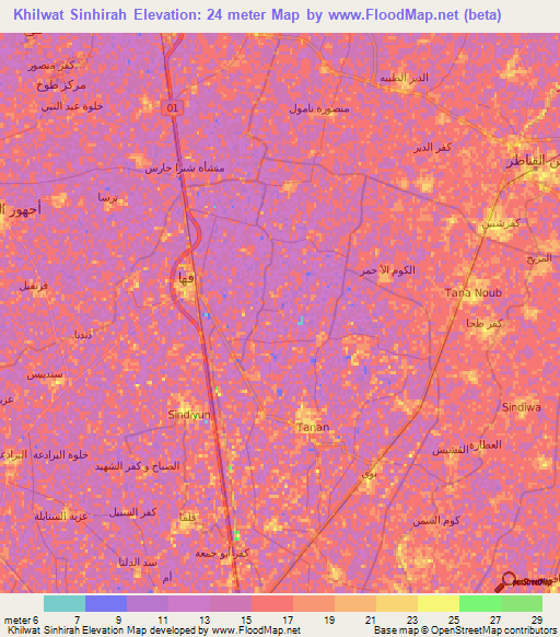 Khilwat Sinhirah,Egypt Elevation Map