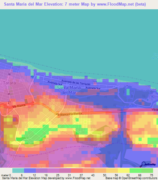 Santa Maria del Mar,Cuba Elevation Map