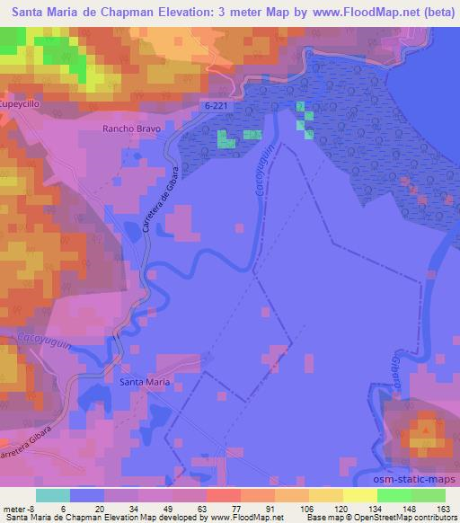 Santa Maria de Chapman,Cuba Elevation Map