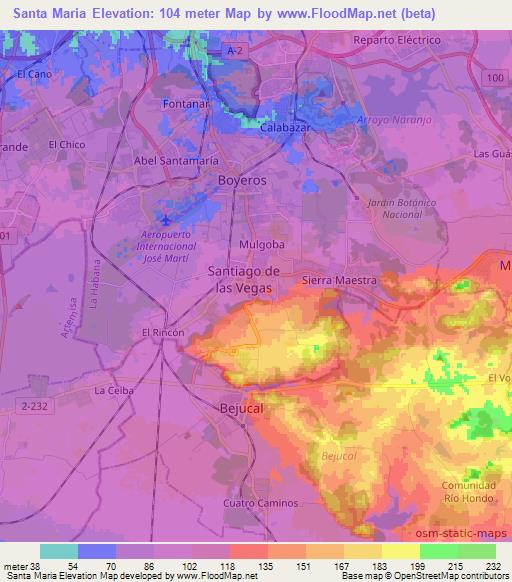 Santa Maria,Cuba Elevation Map