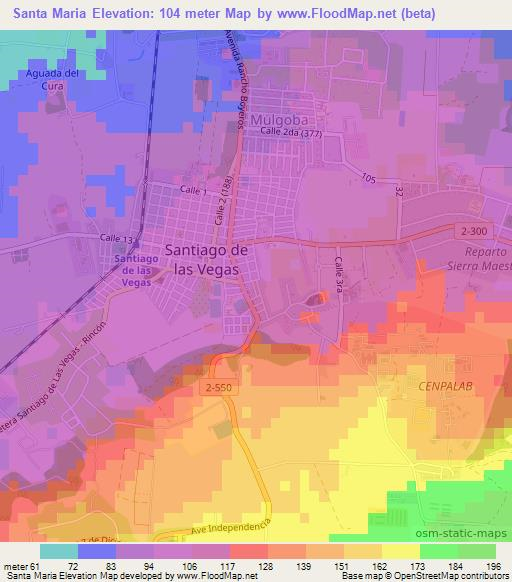 Santa Maria,Cuba Elevation Map