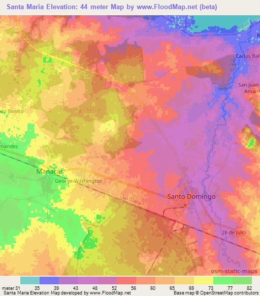 Santa Maria,Cuba Elevation Map