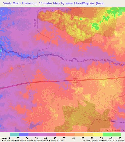 Santa Maria,Cuba Elevation Map