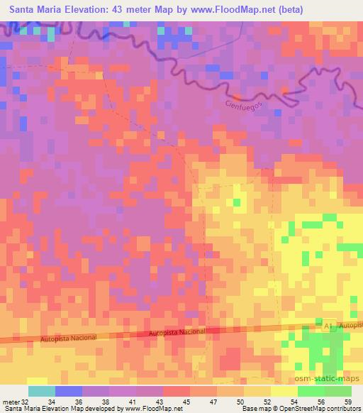 Santa Maria,Cuba Elevation Map