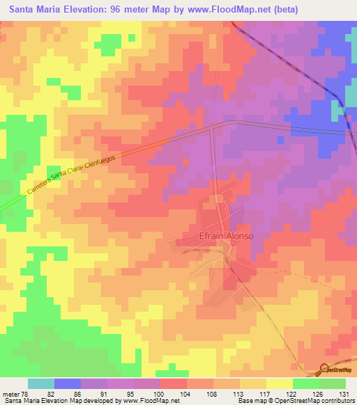 Santa Maria,Cuba Elevation Map