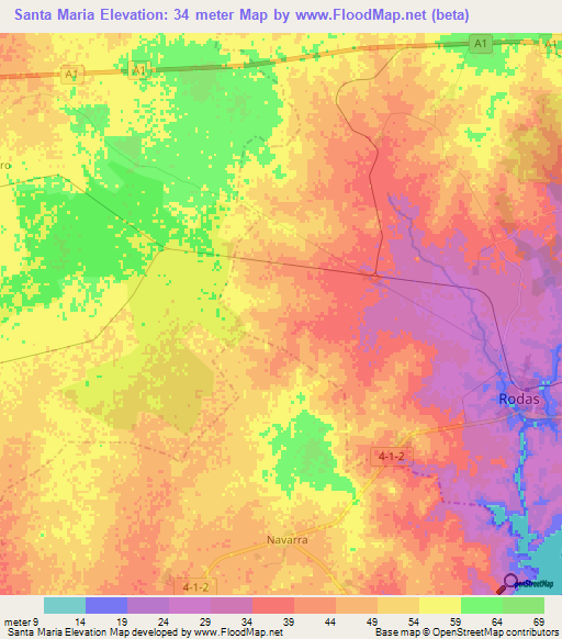 Santa Maria,Cuba Elevation Map