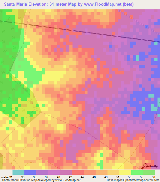 Santa Maria,Cuba Elevation Map