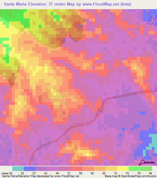 Santa Maria,Cuba Elevation Map