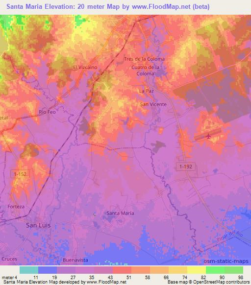 Santa Maria,Cuba Elevation Map