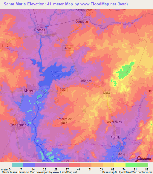 Santa Maria,Cuba Elevation Map