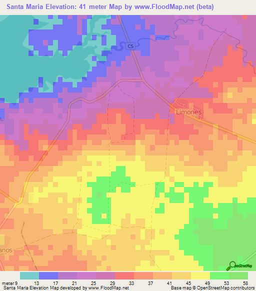 Santa Maria,Cuba Elevation Map
