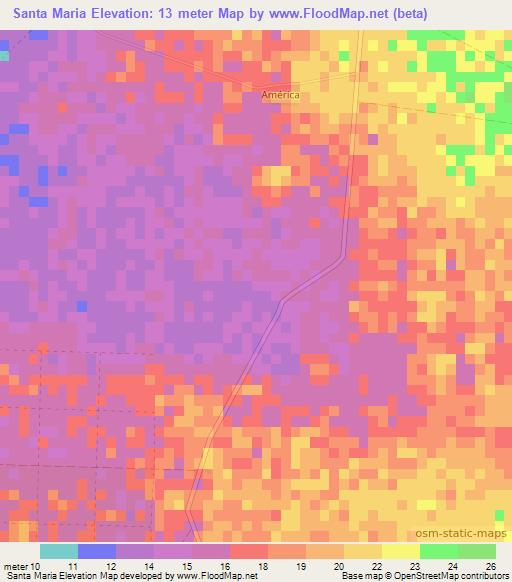 Santa Maria,Cuba Elevation Map
