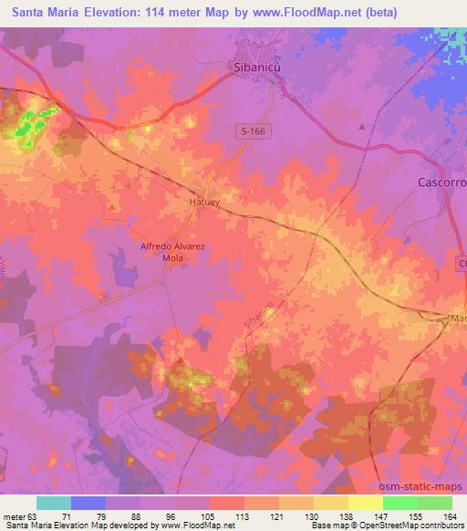 Santa Maria,Cuba Elevation Map