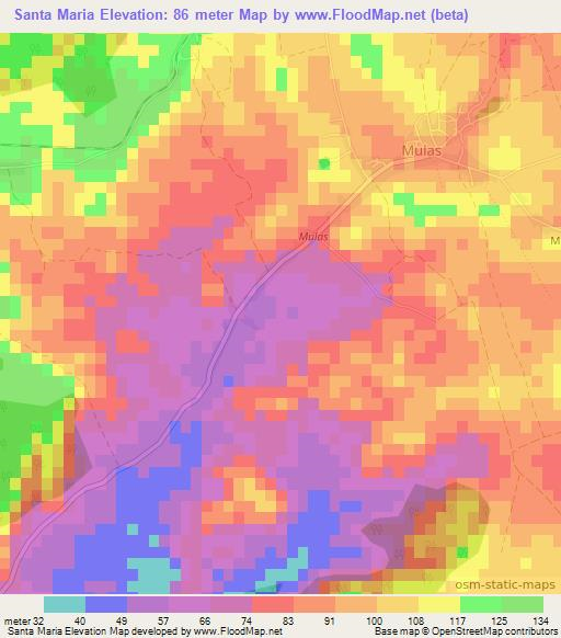 Santa Maria,Cuba Elevation Map