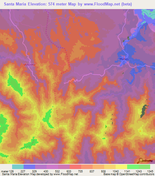 Santa Maria,Cuba Elevation Map