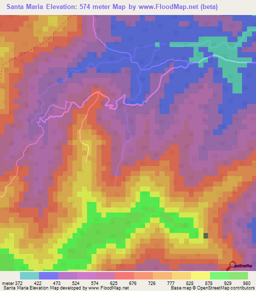 Santa Maria,Cuba Elevation Map