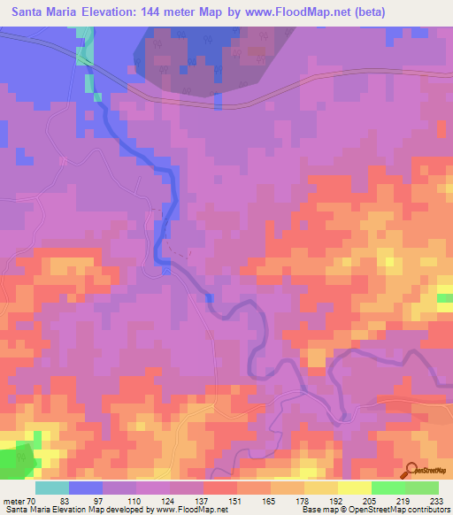 Santa Maria,Cuba Elevation Map