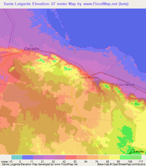 Santa Lutgarda,Cuba Elevation Map