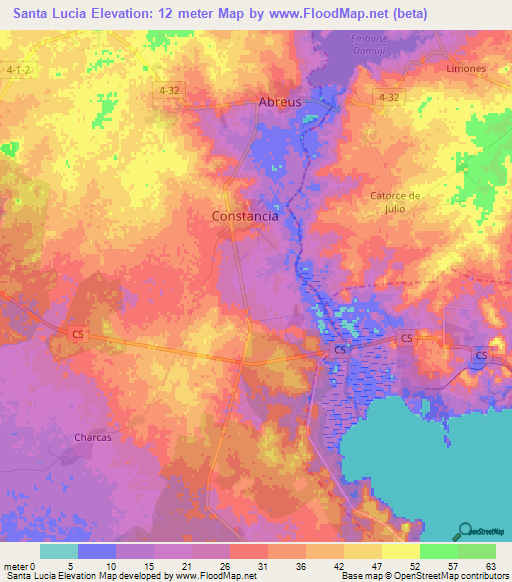Santa Lucia,Cuba Elevation Map