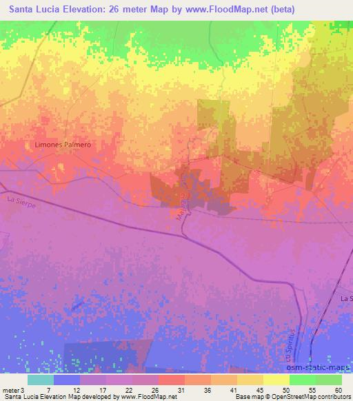 Santa Lucia,Cuba Elevation Map