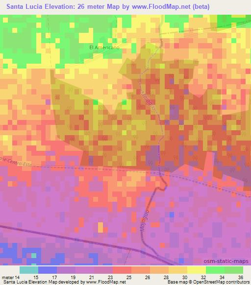 Santa Lucia,Cuba Elevation Map