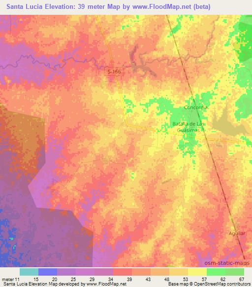Santa Lucia,Cuba Elevation Map