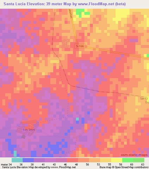 Santa Lucia,Cuba Elevation Map