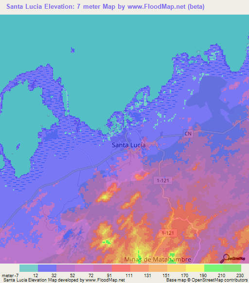 Santa Lucia,Cuba Elevation Map