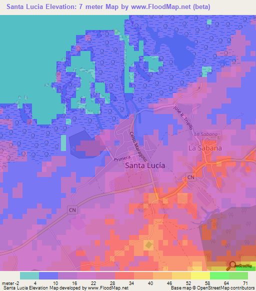 Santa Lucia,Cuba Elevation Map