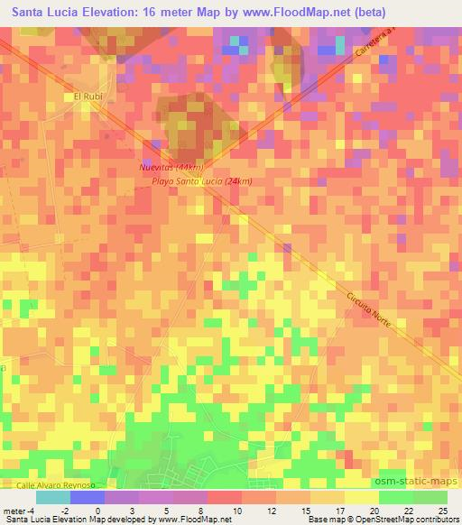 Santa Lucia,Cuba Elevation Map