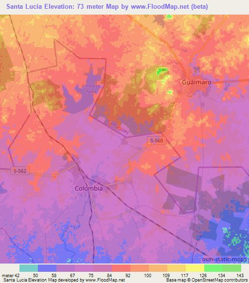 Santa Lucia,Cuba Elevation Map