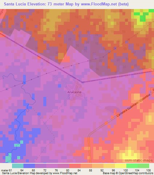 Santa Lucia,Cuba Elevation Map