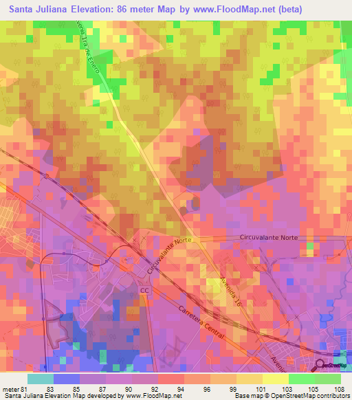 Santa Juliana,Cuba Elevation Map