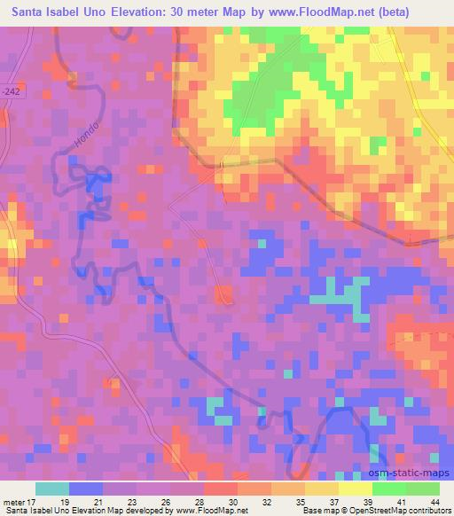Santa Isabel Uno,Cuba Elevation Map