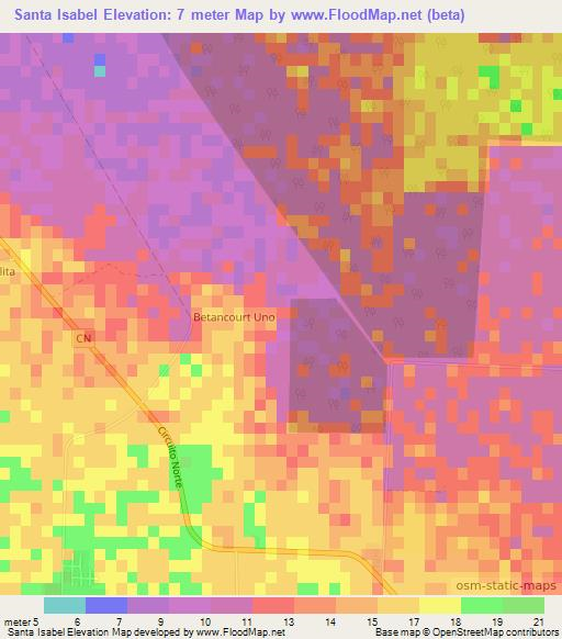 Santa Isabel,Cuba Elevation Map
