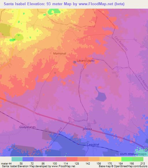 Santa Isabel,Cuba Elevation Map