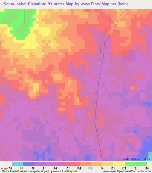 Santa Isabel,Cuba Elevation Map