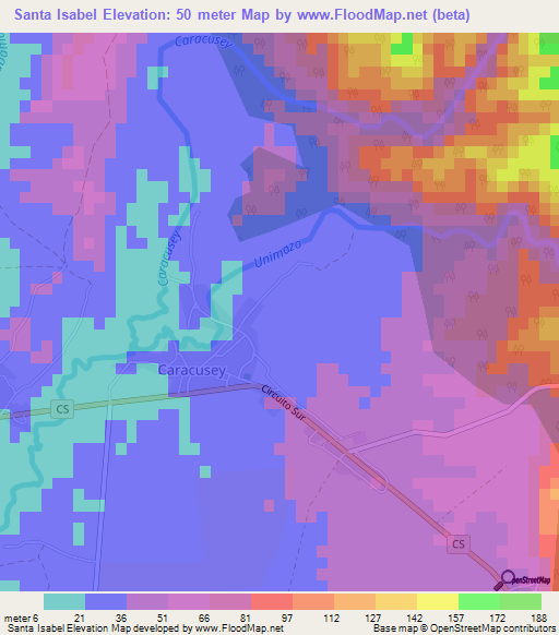 Santa Isabel,Cuba Elevation Map