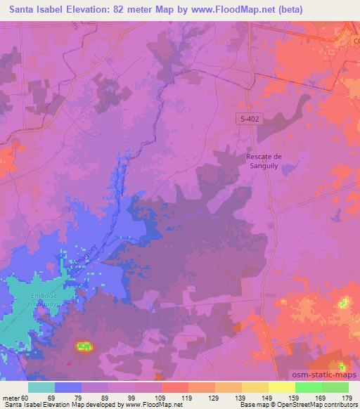 Santa Isabel,Cuba Elevation Map