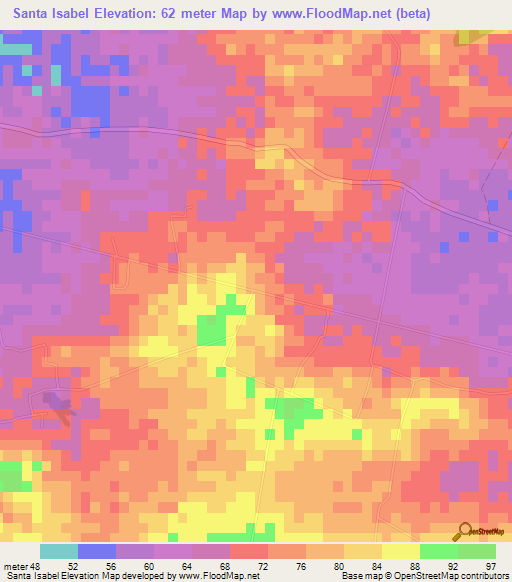 Santa Isabel,Cuba Elevation Map