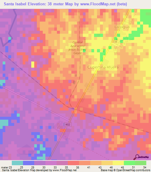 Santa Isabel,Cuba Elevation Map