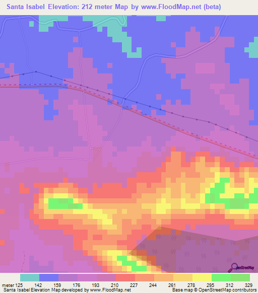 Santa Isabel,Cuba Elevation Map