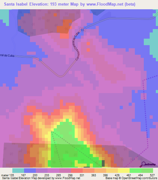 Santa Isabel,Cuba Elevation Map