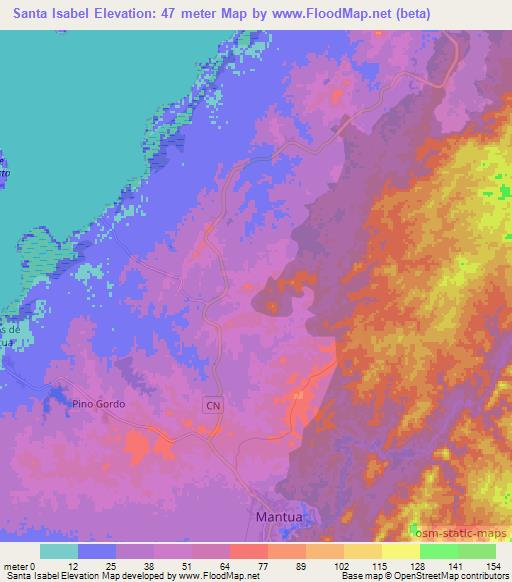 Santa Isabel,Cuba Elevation Map