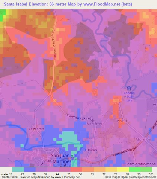 Santa Isabel,Cuba Elevation Map