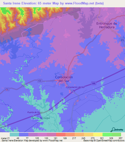 Santa Irene,Cuba Elevation Map