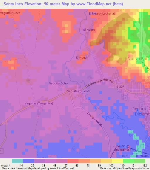 Santa Ines,Cuba Elevation Map