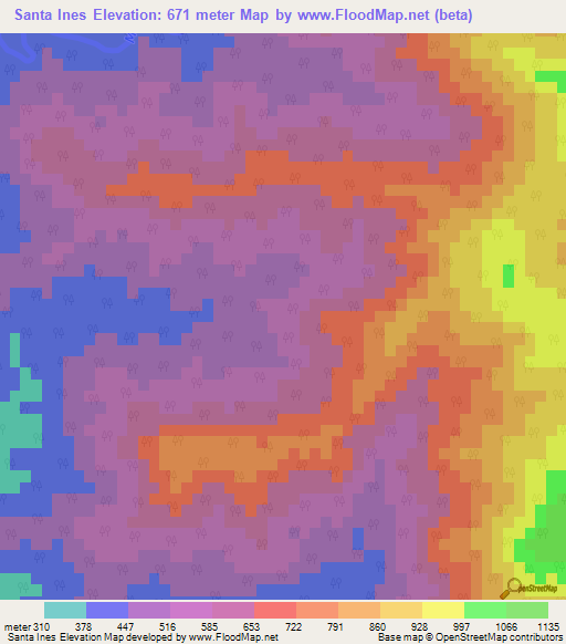 Santa Ines,Cuba Elevation Map