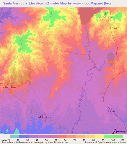 Santa Gertrudis,Cuba Elevation Map