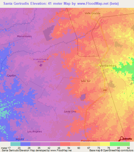 Santa Gertrudis,Cuba Elevation Map